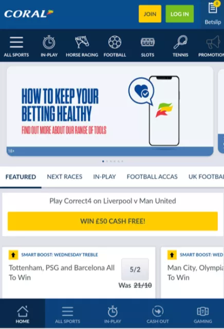 Coral Main mobile page